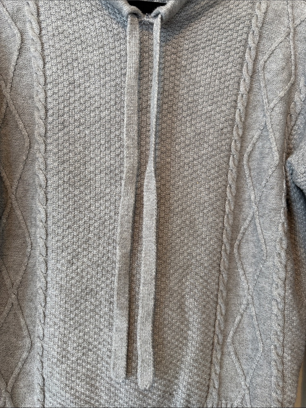 Mazik Gray Cable-Knit Hoodie Sweater - Picture 3 of 6